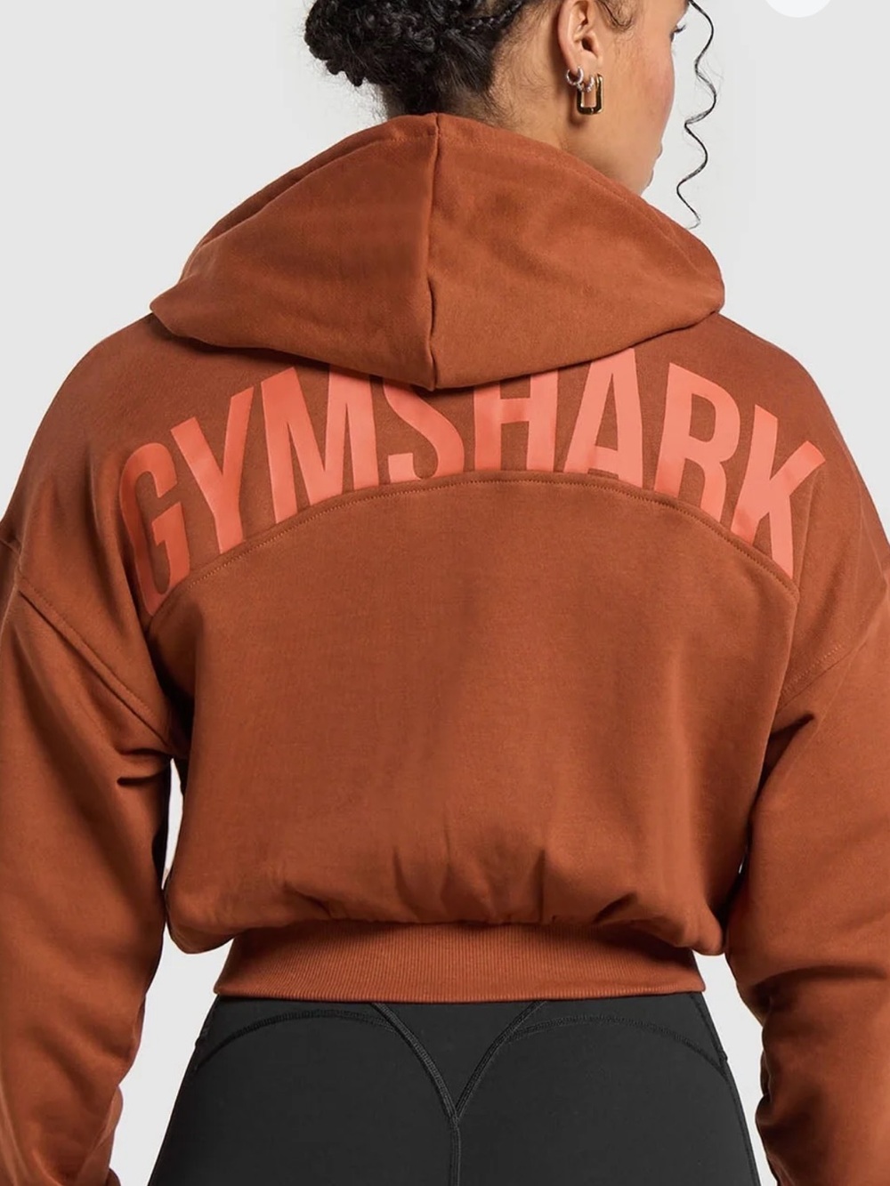 Gymshark power midi zip crop athletic hoodie copper S